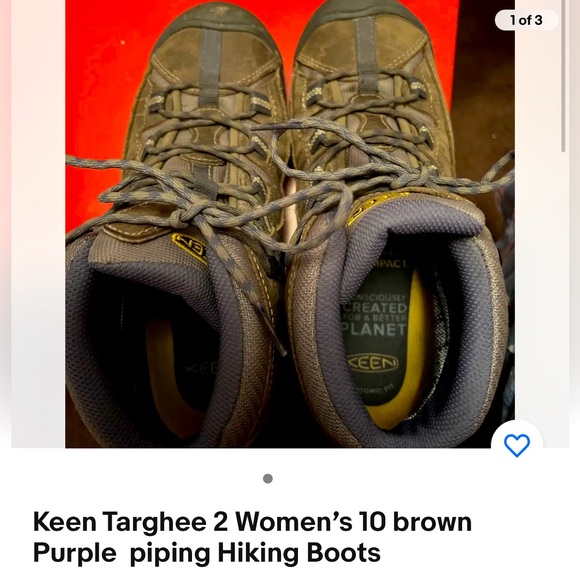 Women’s keen targhee 2 size 10 hiking boots purple accents - Picture 2 of 9